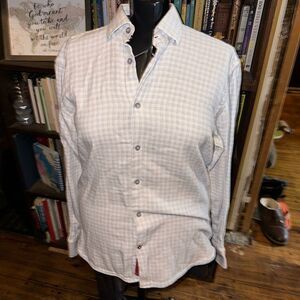 Visconti Black blue & white checked business casual M shirt